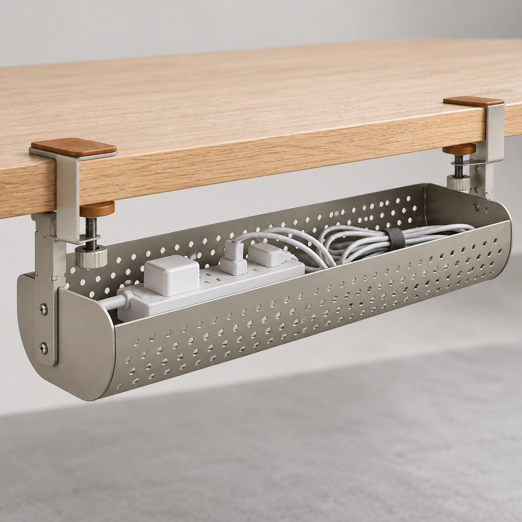 Clamp-On Under-Desk Cable Tray